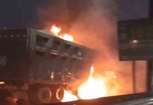 जालंधर में बड़ा हादसा! फ्लाई ओवर पर टिप्पर में आग लगी, मचा हड़कंप, देखें वीडियो tipper