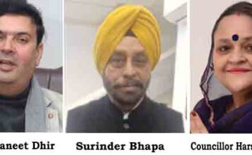 जालंधर – वार्ड नंबर 35 की पार्षद हैप्पी और सुरिन्द्र भापा ने मेयर वनीत धीर से मुलाकात की